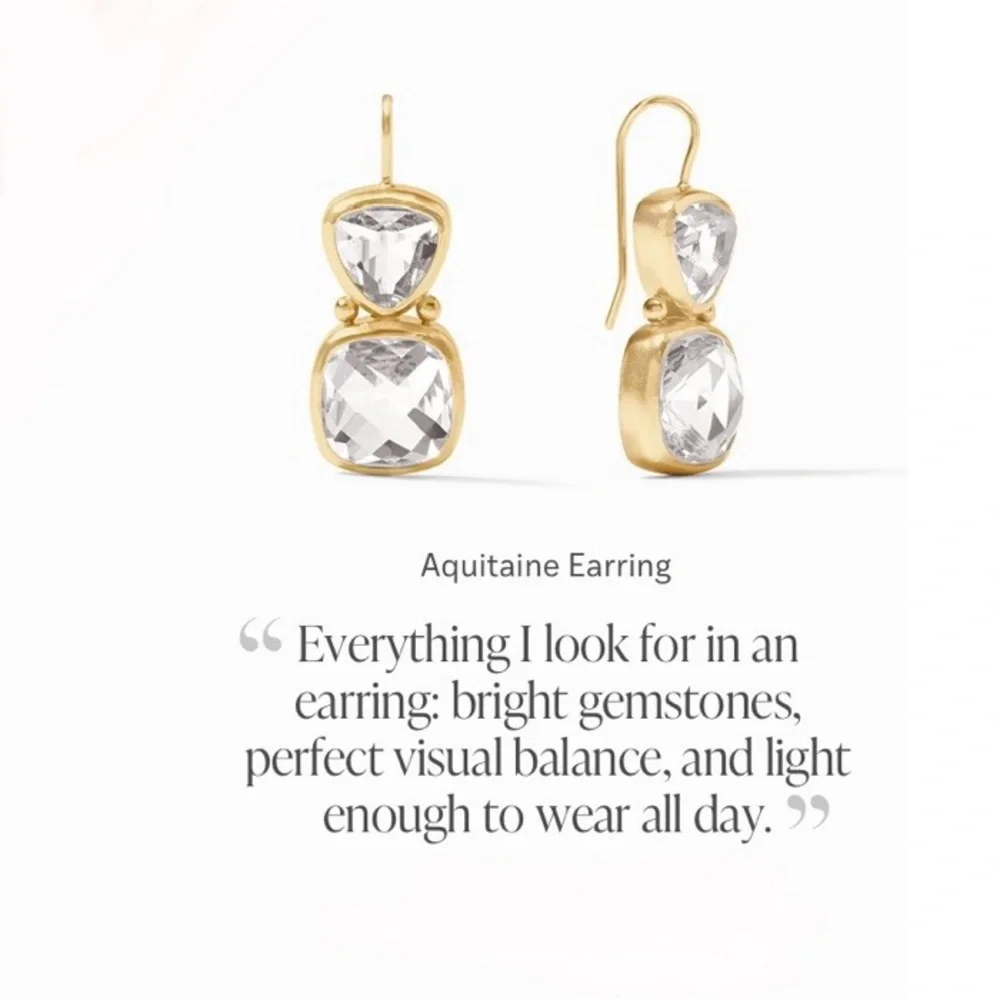 JULIE VOS • Aquitaine Iridescent Aquamarine Blue Double Drop Faceted Earrings